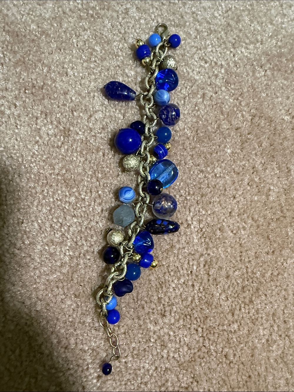 Blue Bead Charm Bracelet